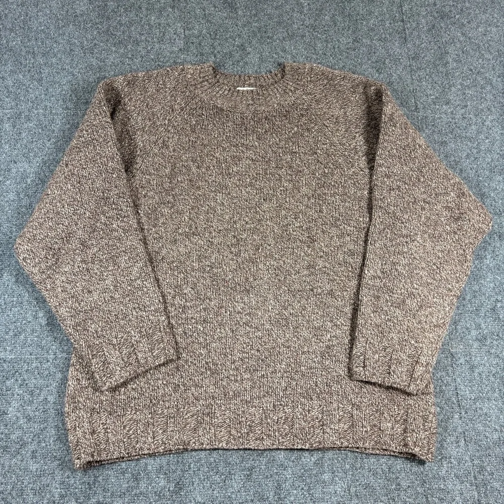 Blarney Woollen Mills Fisherman Donegal Fleck Wool Silk Crewneck Sweater M Brown - Picture 2 of 9